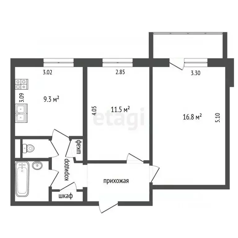 2-к кв. Вологодская область, Череповец ул. Городецкая, 26 (50.1 м) - Фото 2