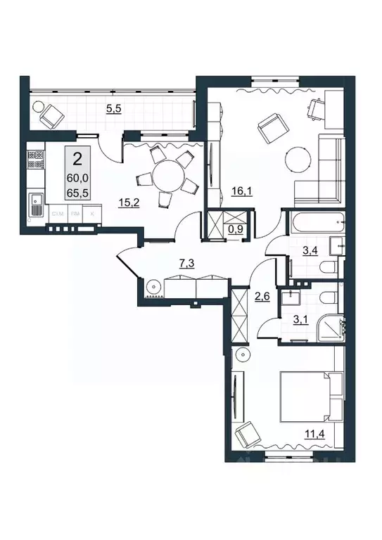 2-к кв. Саратовская область, Саратов ул. Имени Евгения Долгина, 6 ... - Фото 1