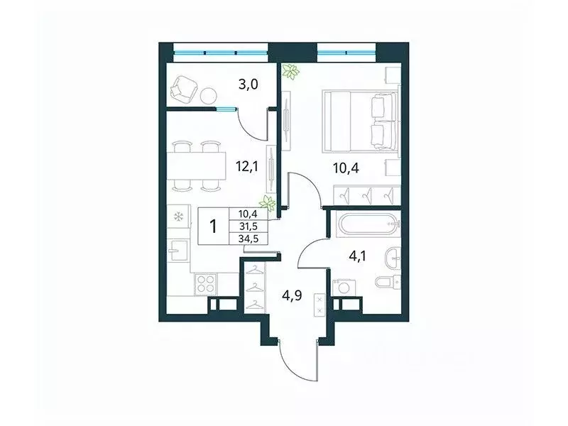 1-к кв. Забайкальский край, Чита Хороший мкр,  (34.5 м) - Фото 1