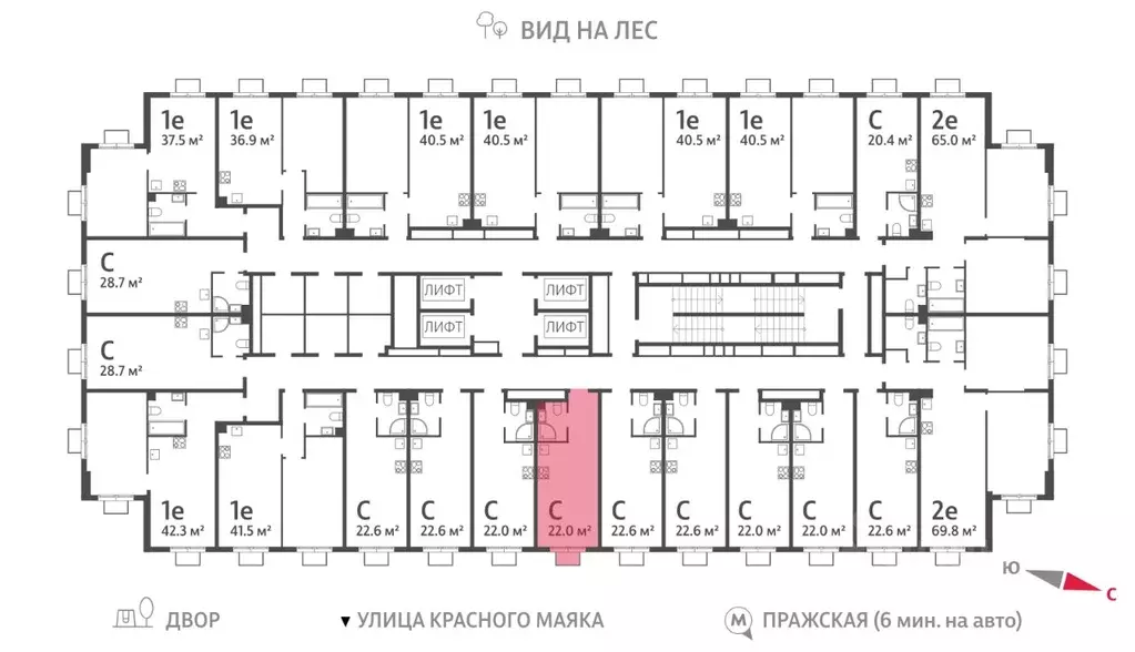 Студия Москва Парксайд жилой комплекс, 2 (22.0 м) - Фото 1