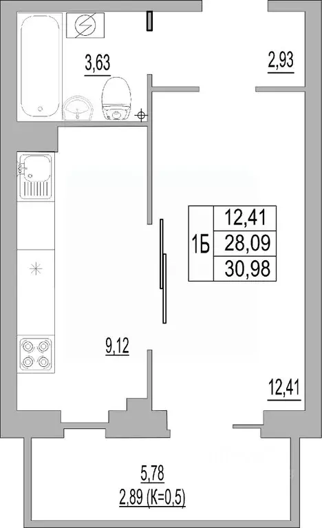 Студия Псковская область, Псков ул. Юности, 32 (30.98 м) - Фото 0