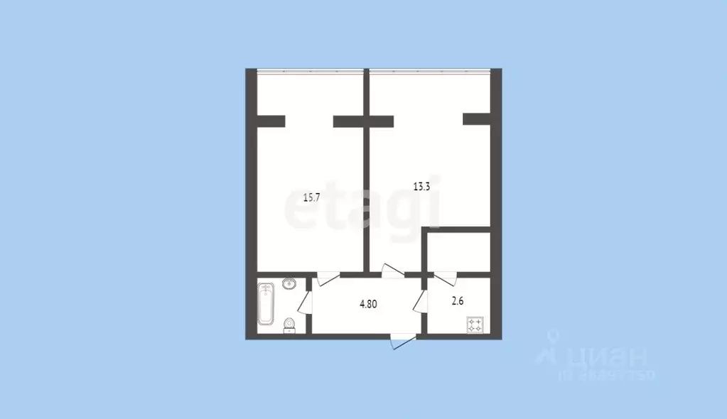 2-к кв. Карачаево-Черкесия, Черкесск ул. Космонавтов, 8 (36.7 м) - Фото 1