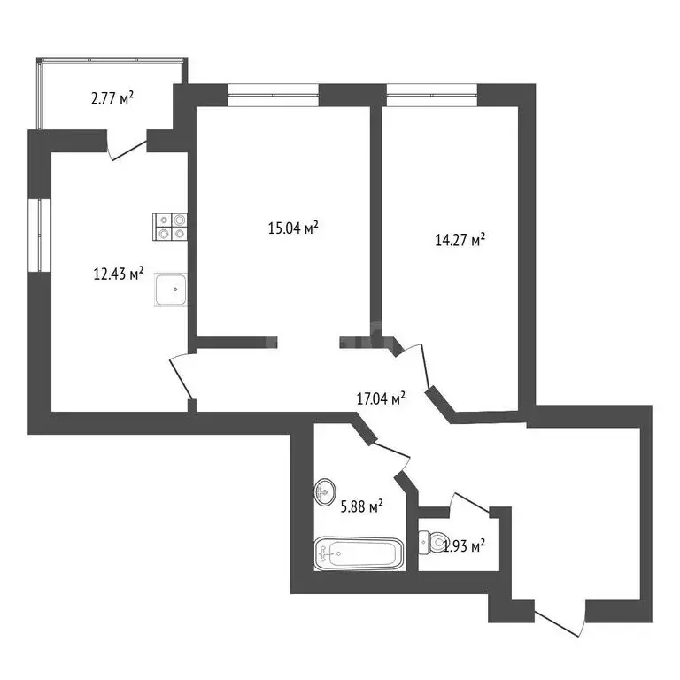 2-комнатная квартира: Тюмень, Широтная улица, 158к3 (66.4 м) - Фото 1