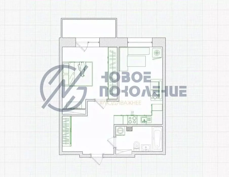 1-к кв. Омская область, Омск ул. Маяковского, 97 (44.7 м) - Фото 2