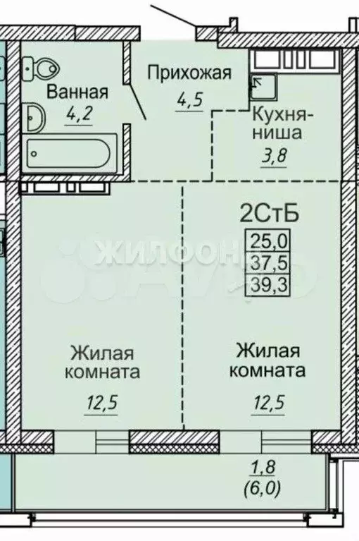 1-к. квартира, 39,3 м, 21/30 эт. - Фото 0