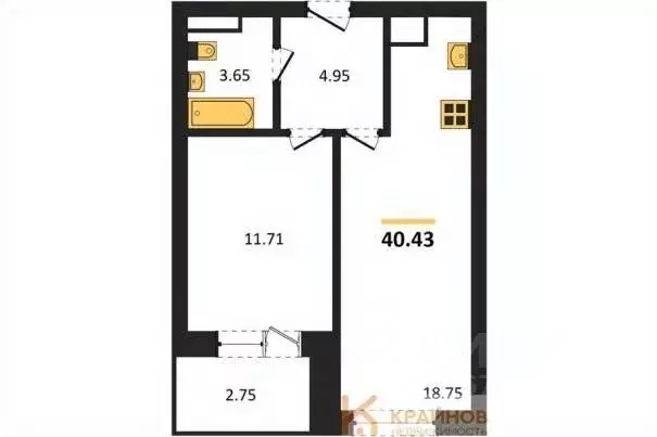 1-к кв. Воронежская область, Воронеж Транспортная ул., 58 (40.43 м) - Фото 0