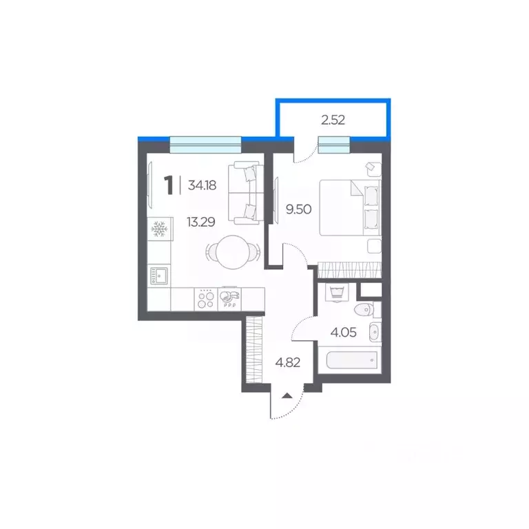 1-к кв. Рязанская область, Рязанский муниципальный округ, с. Дядьково ... - Фото 1