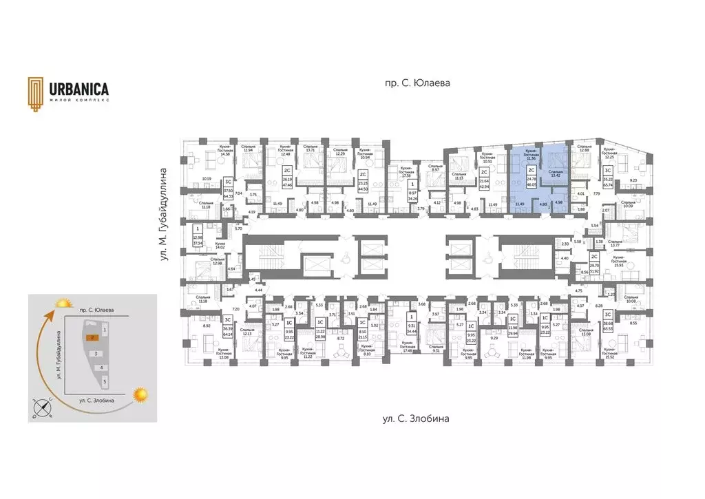 2-комнатная квартира: Уфа, жилой район Зелёная Роща, жилой комплекс ... - Фото 2