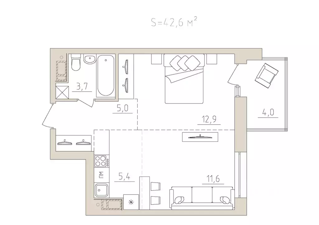 2-к кв. Карелия, Петрозаводск Закаменская наб., 3 (42.6 м) - Фото 1
