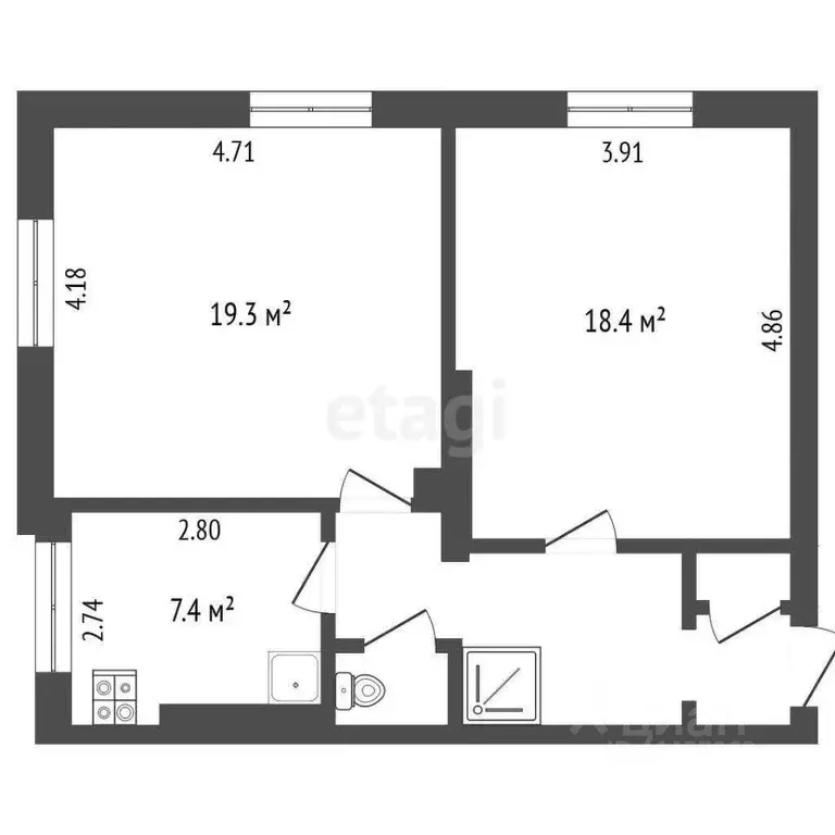 2-к кв. Челябинская область, Челябинск ул. Крылова, 3 (57.2 м) - Фото 1
