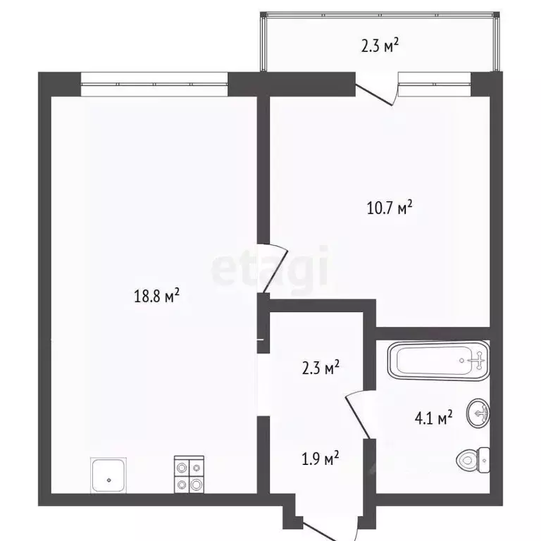 1-к кв. Тюменская область, Тюмень ул. Краснооктябрьская, 4к4 (40.2 м) - Фото 2