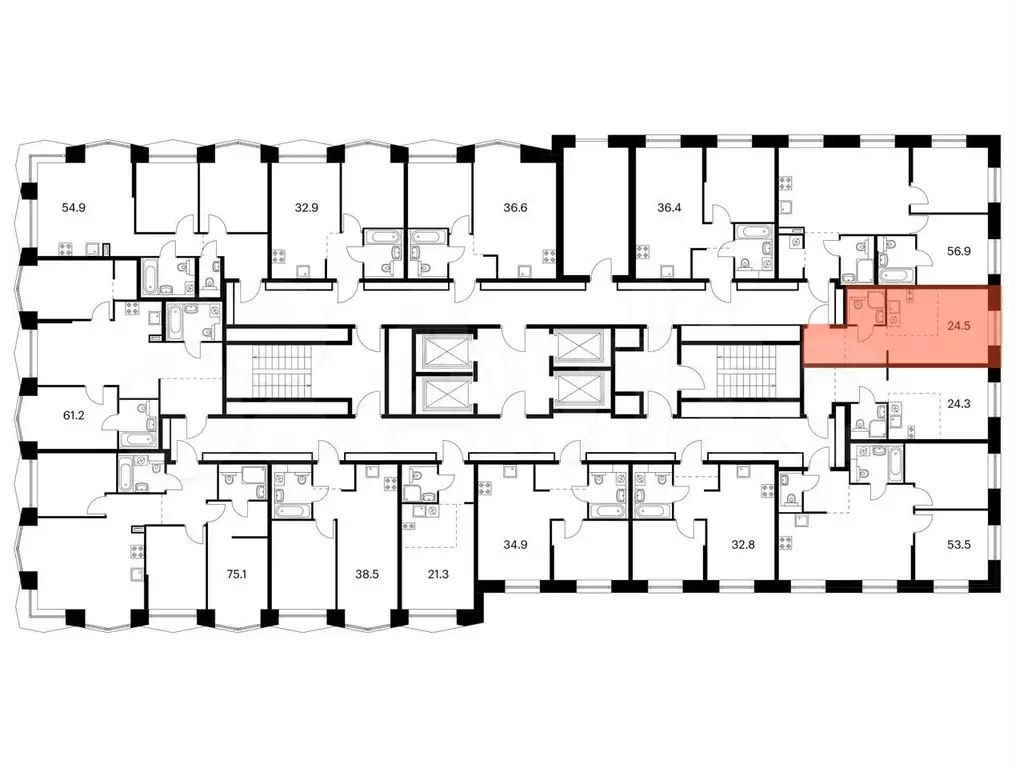 Квартира-студия, 24,5 м, 3/32 эт. - Фото 1