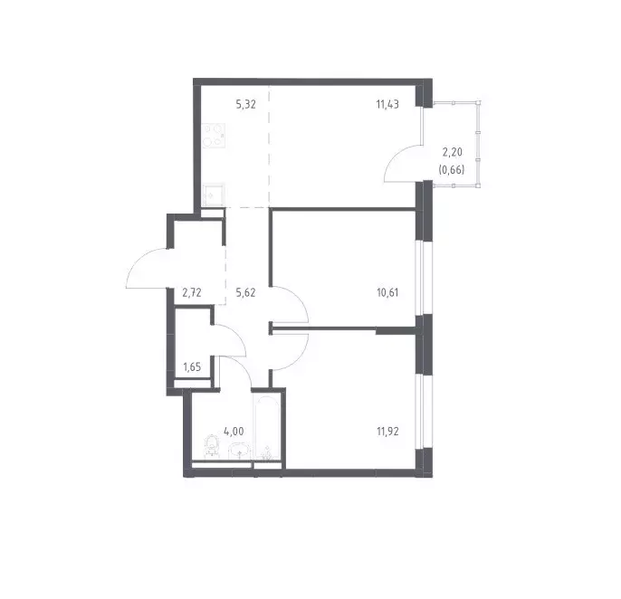 Продаётся 2-к квартира, 53.93 м - Фото 0