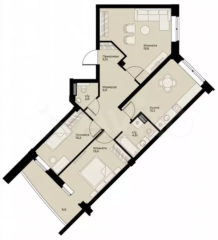 4-к. квартира, 76 м, 7/9 эт. - Фото 0