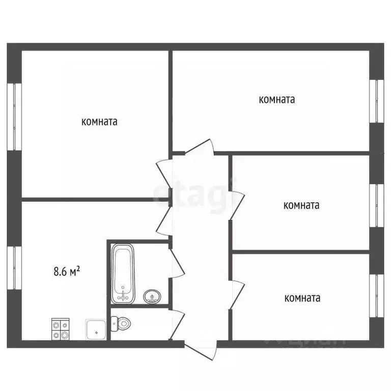 4-к кв. Ярославская область, Рыбинск ул. Моторостроителей, 21 (95.5 м) - Фото 2