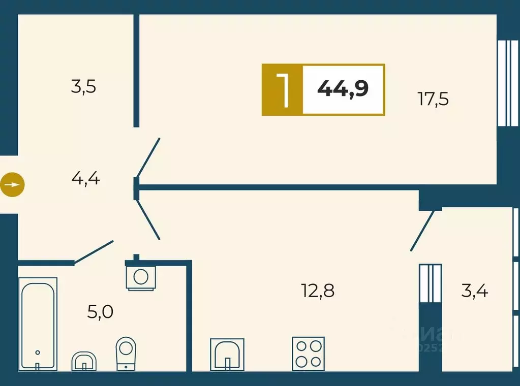 1-к кв. Свердловская область, Екатеринбург ул. Татищева, 105 (44.9 м) - Фото 0