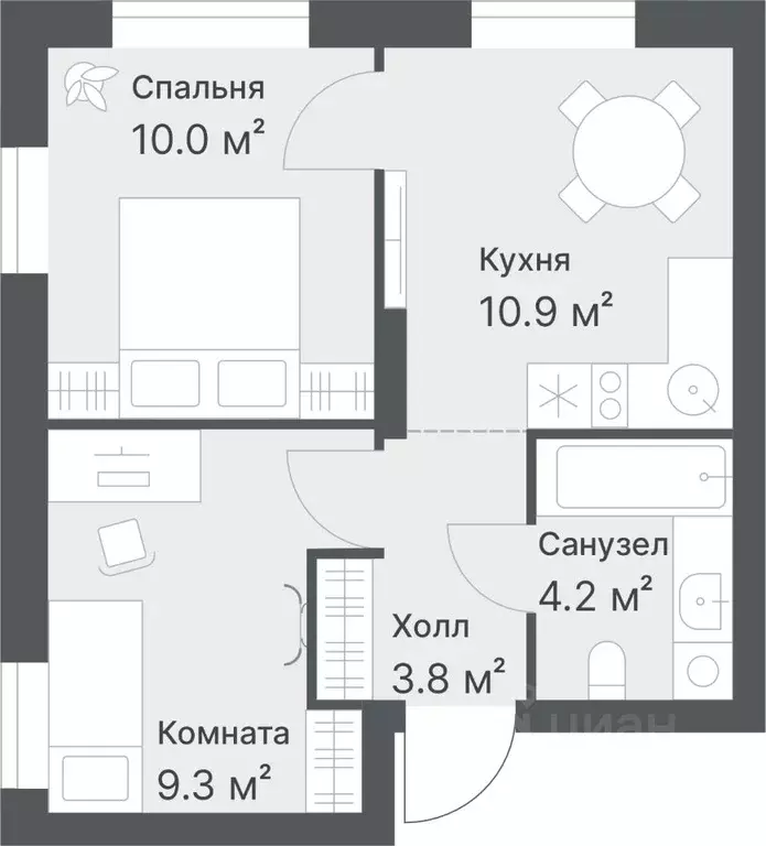 2-к кв. Тюменская область, Тюмень Кремлевская ул., 95 (38.2 м) - Фото 0