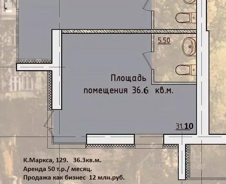 Торговая площадь в Коми, Сыктывкар ул. Карла Маркса, 129 (37 м) - Фото 2
