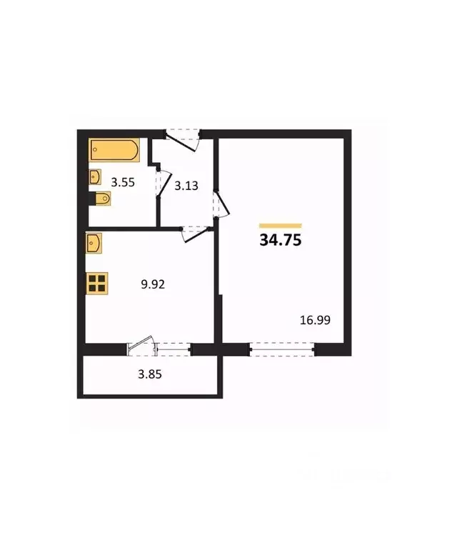 1-к кв. Крым, Судак Бирюзовый квартал жилой комплекс (34.75 м) - Фото 1