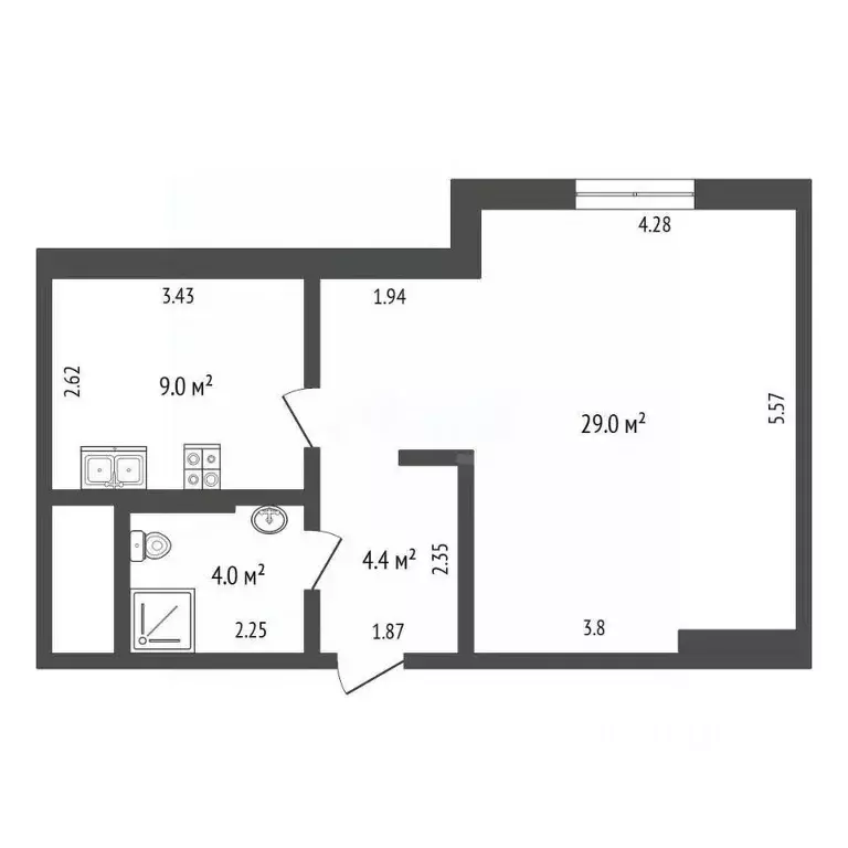1-к кв. Ямало-Ненецкий АО, Новый Уренгой Набережная ул., 47А (40.3 м) - Фото 0