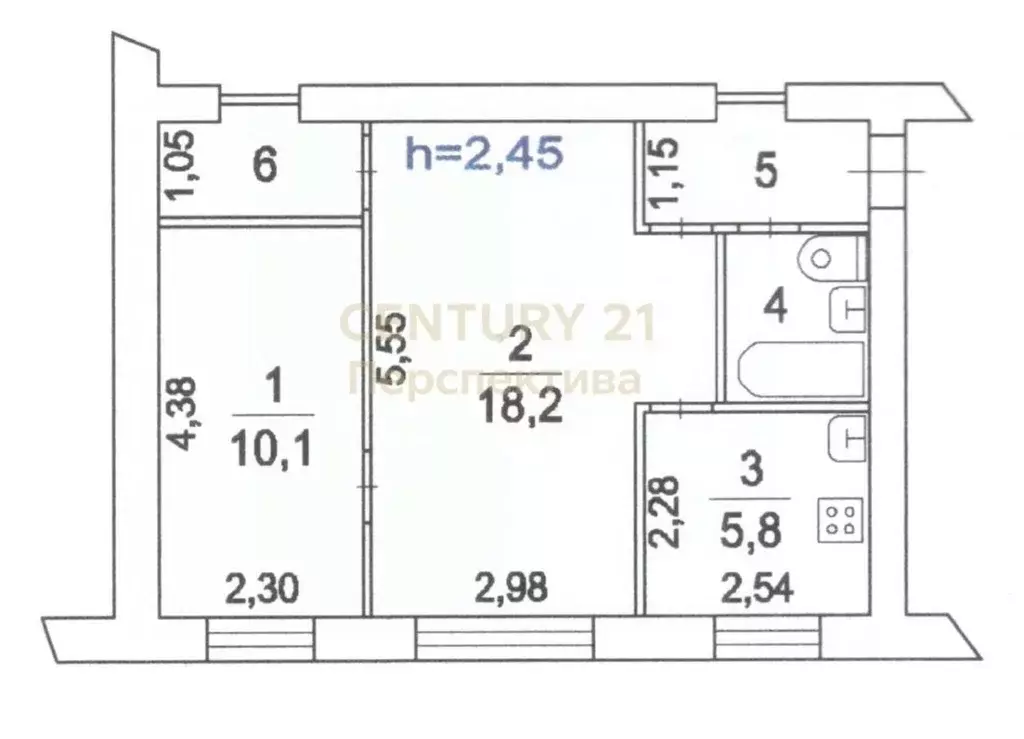 2-к кв. Московская область, Люберцы городской округ, Октябрьский пгт ... - Фото 2
