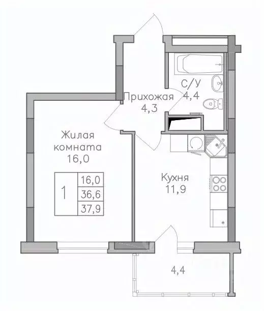 1-к кв. Воронежская область, Воронеж Поколение жилой комплекс (37.9 м) - Фото 0