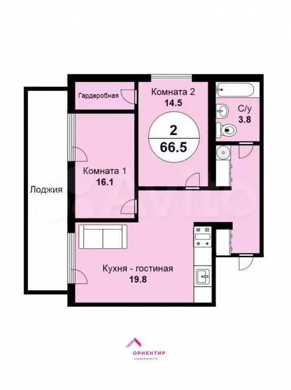 3-к. квартира, 66 м, 12/16 эт. - Фото 0