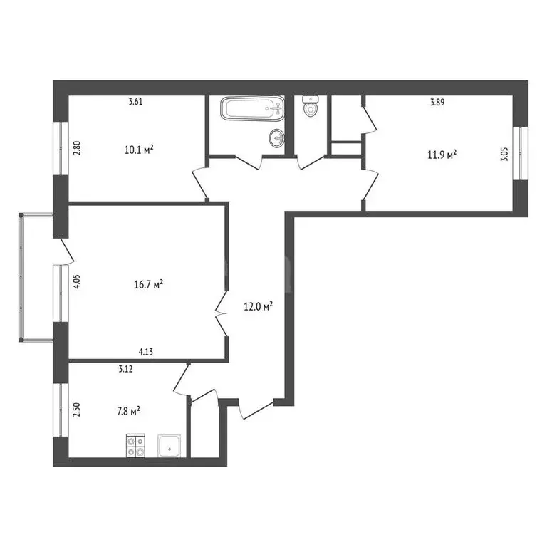 3-комнатная квартира: посёлок Сокоч, Лесная улица, 10 (65.1 м) - Фото 1