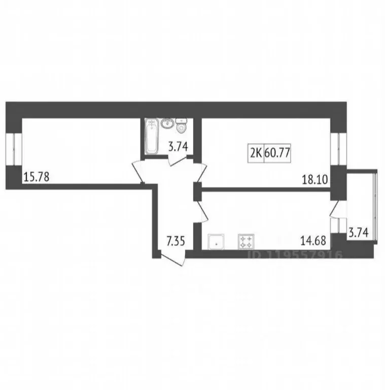 2-к кв. Красноярский край, Красноярск Норильская ул., 10А (60.0 м) - Фото 0