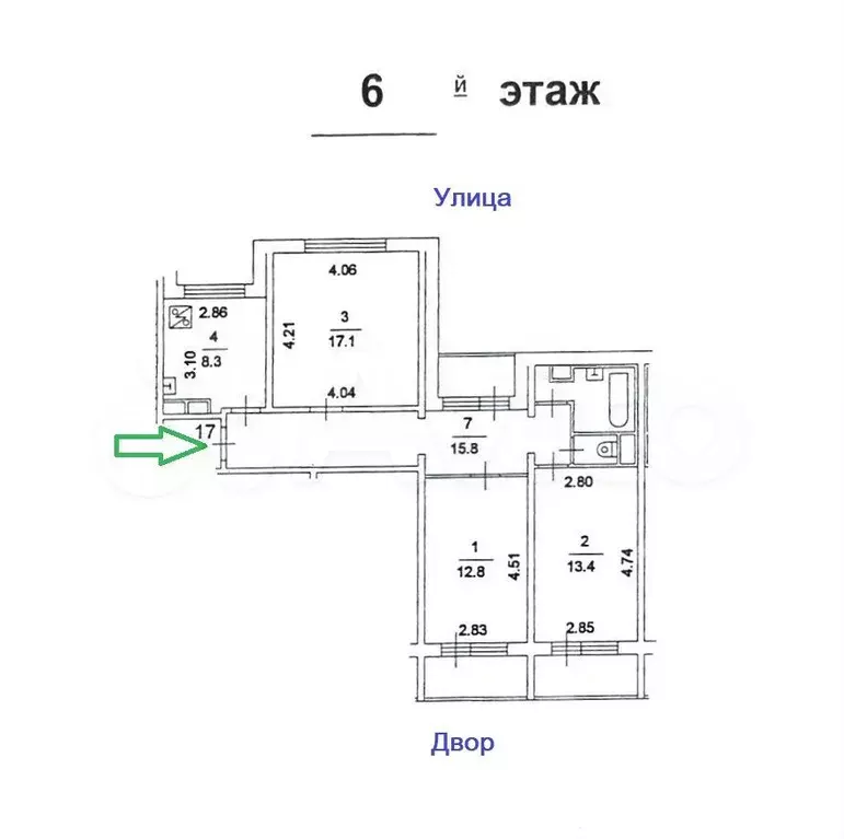 3-к. квартира, 71,4 м, 6/12 эт. - Фото 0