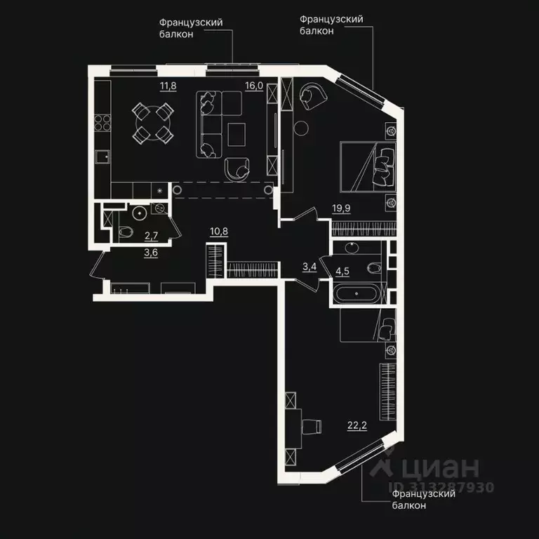 3-к кв. Тюменская область, Тюмень ул. Щербакова, 2к5 (94.81 м) - Фото 0