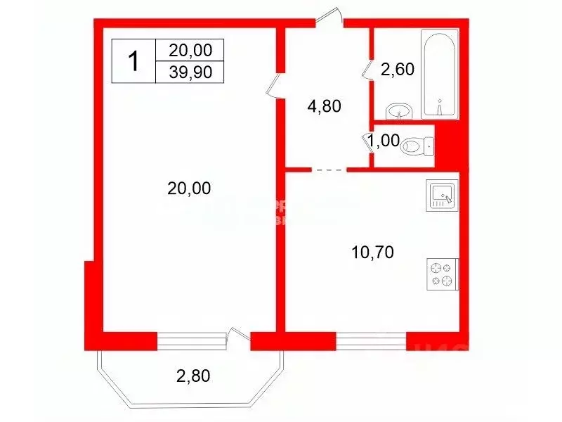 1-к кв. Санкт-Петербург просп. Большевиков, 30К1 (39.9 м) - Фото 2