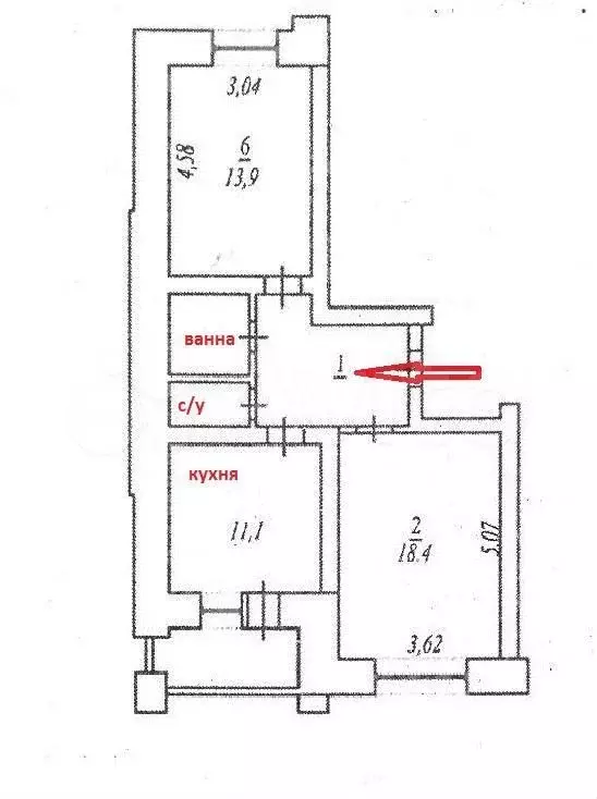 2-к. квартира, 56,7 м, 4/9 эт. - Фото 0