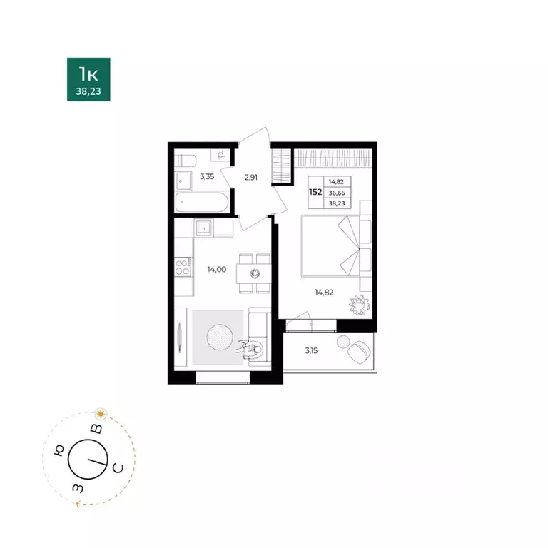 1-к кв. Ярославская область, Ярославль Северный жилрайон, 15-й мкр, 1 ... - Фото 0