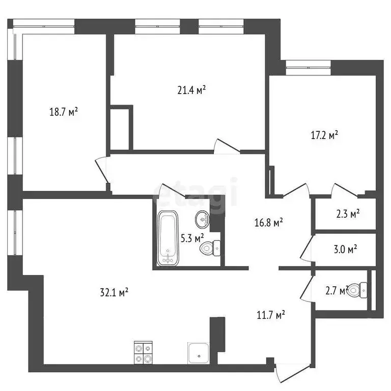 4-комнатная квартира: Тюмень, улица Мельникайте, 30к2 (132.2 м) - Фото 1