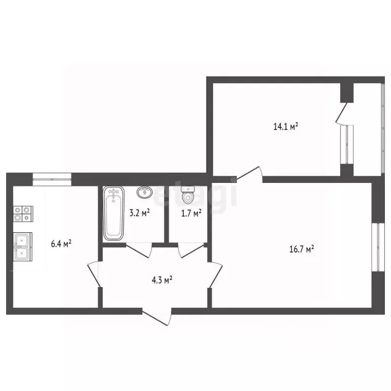 2-к кв. Севастополь ул. Розы Люксембург, 52 (49.3 м) - Фото 2