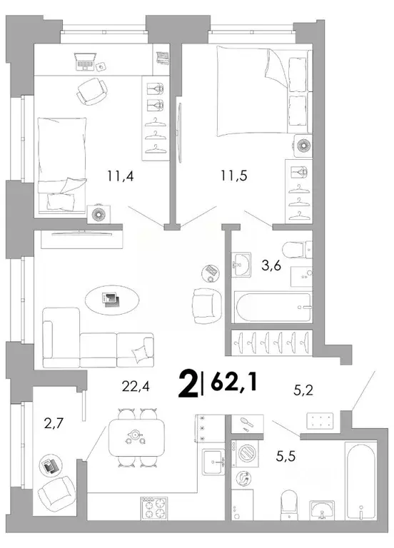 2-к кв. Владимирская область, Владимир Октябрьский военный городок,  ... - Фото 1