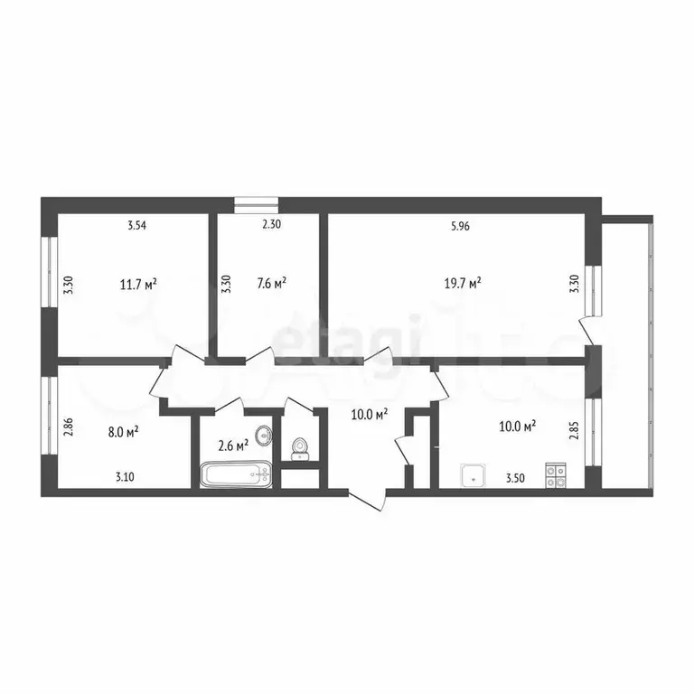 4-к. квартира, 71,4 м, 9/9 эт. - Фото 0