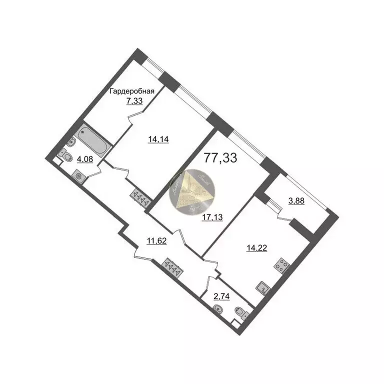 2-комнатная квартира: Санкт-Петербург, Ультрамариновая улица, 5 (77.33 ... - Фото 0