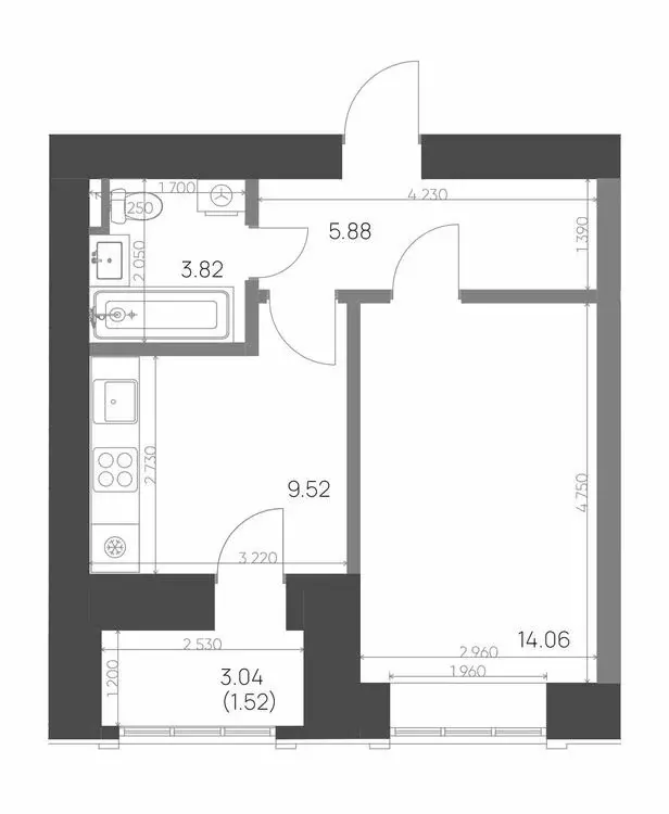 1-комнатная квартира: Нижнекамск, 15-й микрорайон, ЖК Калина (34.8 м) - Фото 0