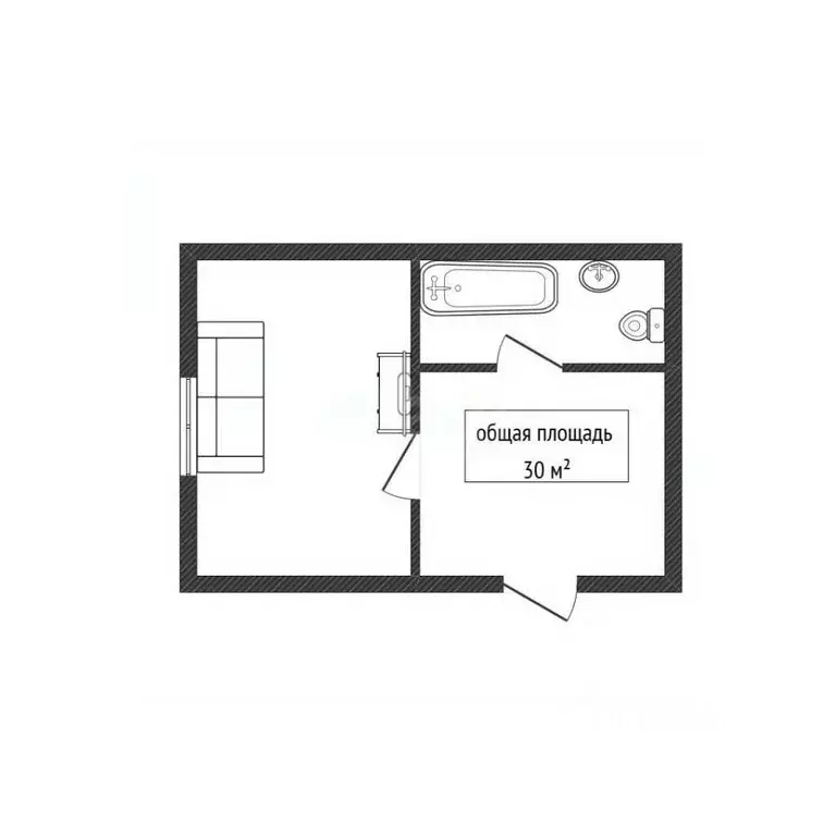 Студия Новосибирская область, Новосибирск Горский мкр, 72 (30.0 м) - Фото 1