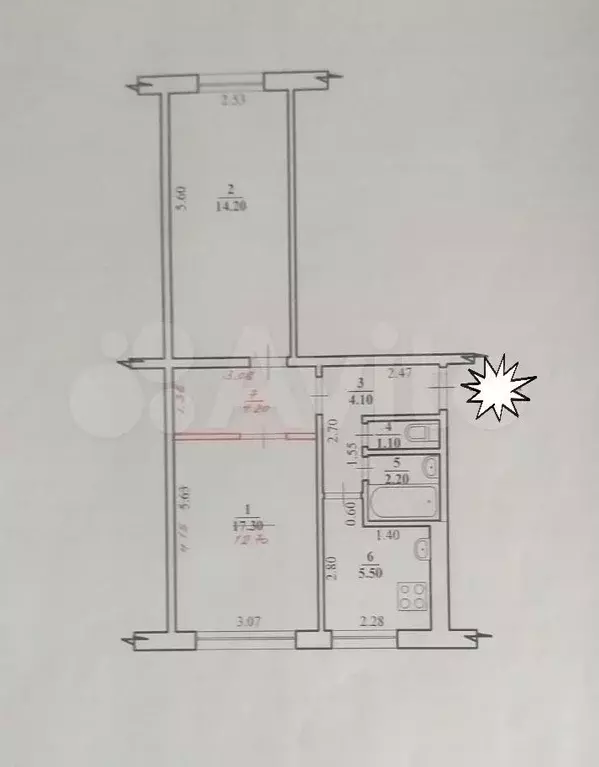 2-к. квартира, 44 м, 1/5 эт. - Фото 0