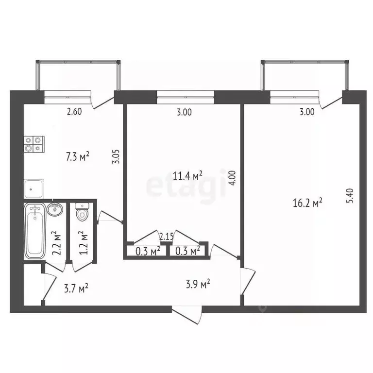 2-к кв. Ростовская область, Батайск Авиагородок мкр, 33 (47.2 м) - Фото 1