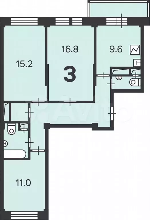 Аукцион: 3-к. квартира, 72,1 м, 7/9 эт. - Фото 1
