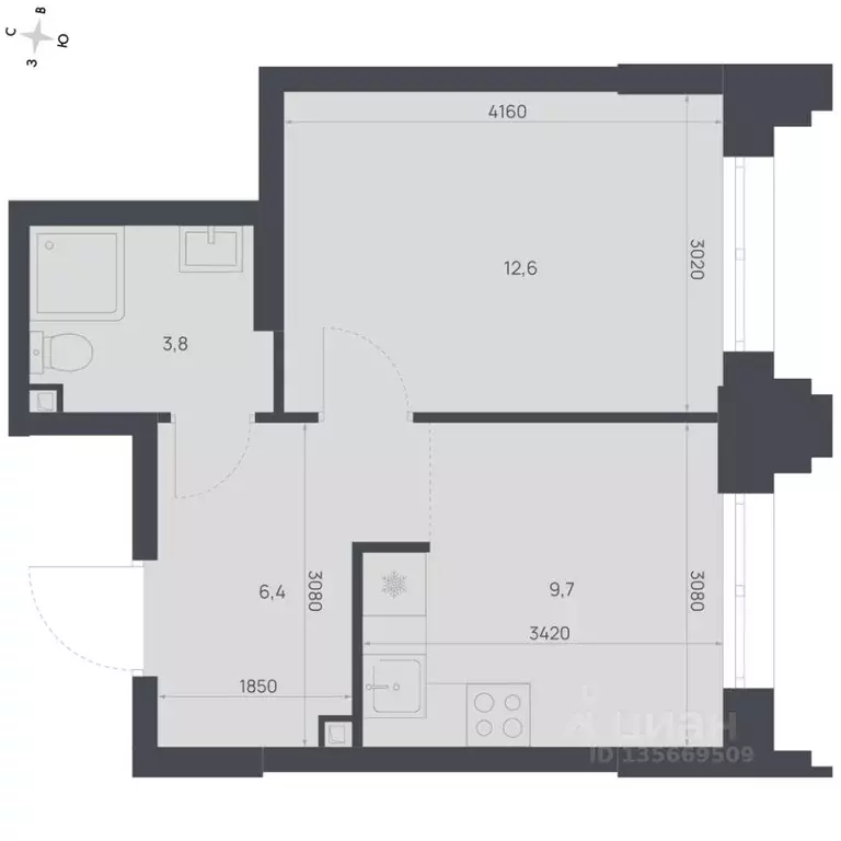 1-к кв. Амурская область, Благовещенск  (32.5 м) - Фото 1