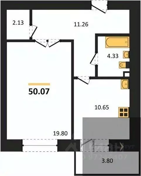 1-к кв. Воронежская область, Воронеж пер. Здоровья, 90Г/1к2 (50.07 м) - Фото 0