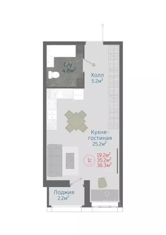 1-к кв. Воронежская область, Новоусманский район, пос. Отрадное ул. ... - Фото 1