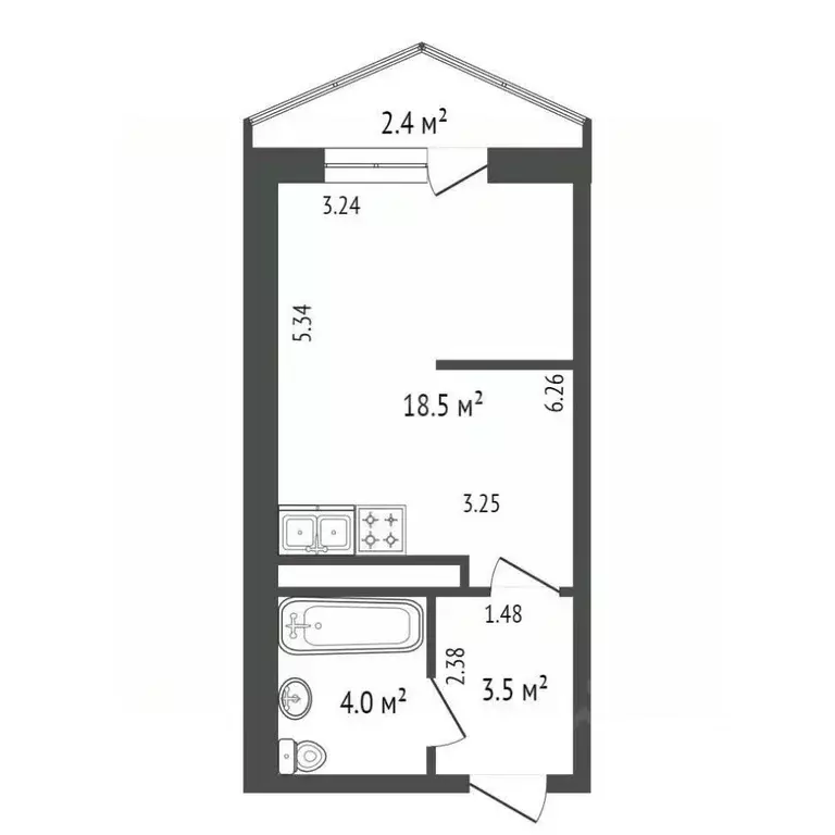 Студия Санкт-Петербург пос. Шушары, Школьная ул., 6к2 (26.0 м) - Фото 1