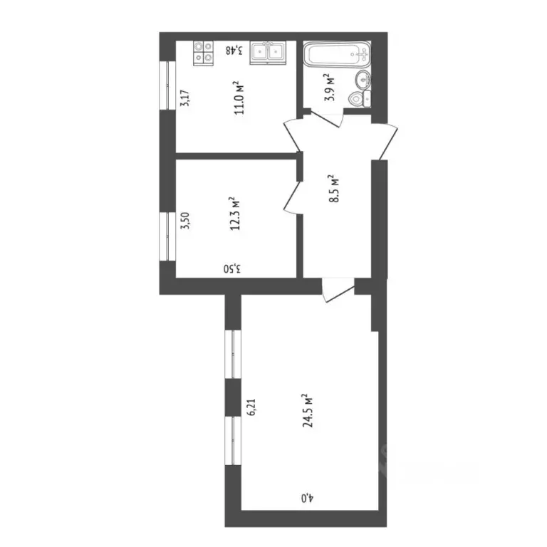 2-к кв. Тюменская область, Тюмень Олимпийская ул., 26 (60.0 м) - Фото 2