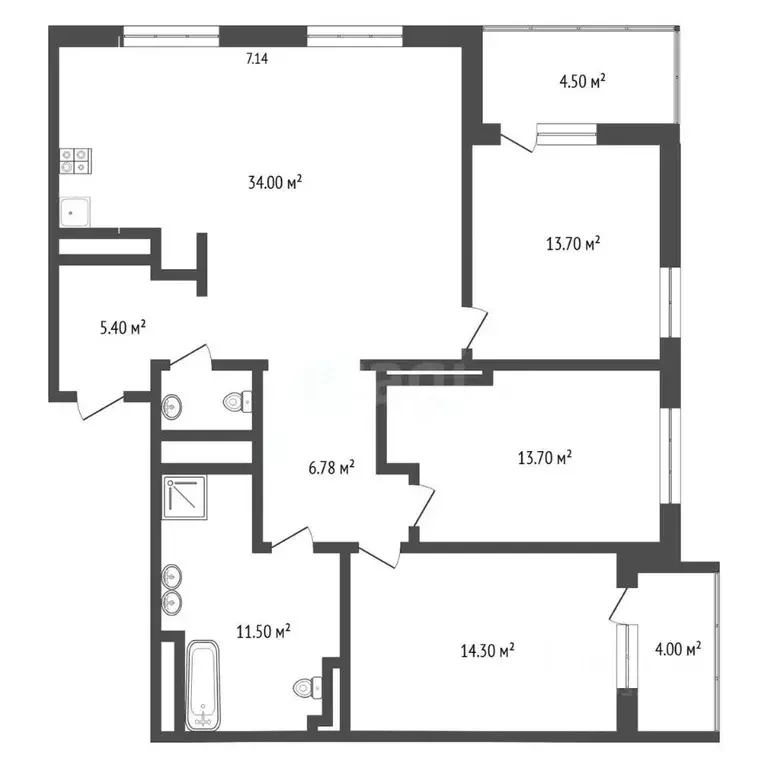3-к кв. Тюменская область, Тюмень ул. Михаила Сперанского, 17 (101.5 ... - Фото 1